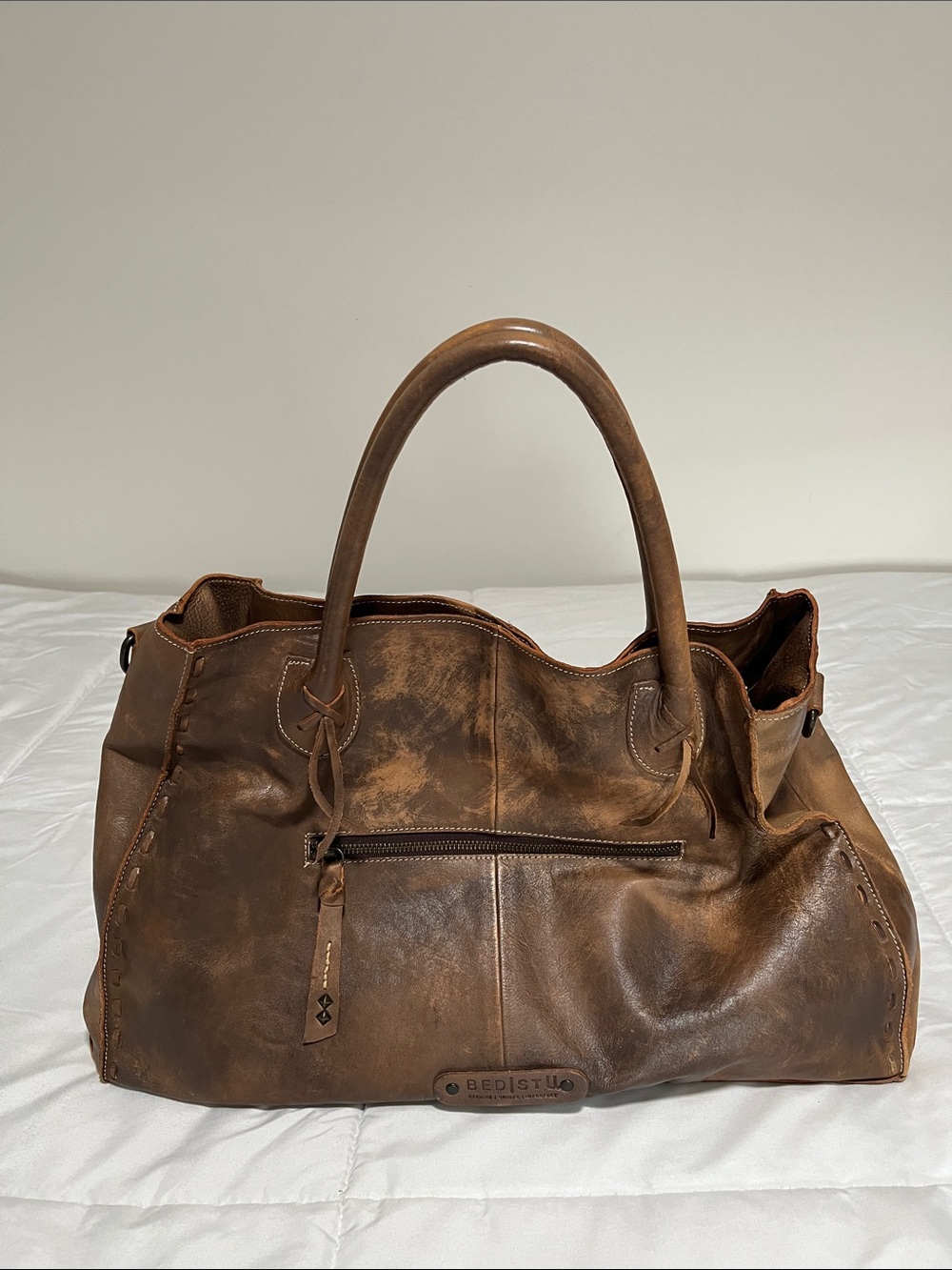 BED|STU Distressed Brown Leather Duffel Bag
